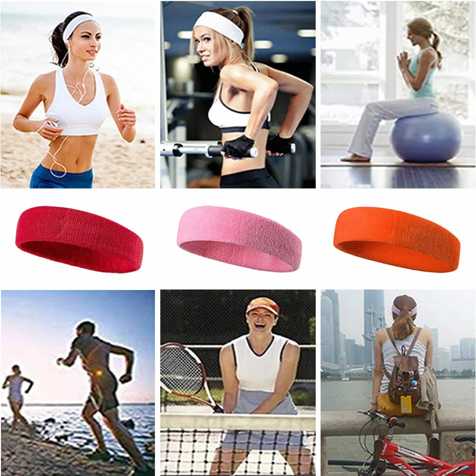 Confezione da 10 fasce da uomo fascia da donna sport fascia per capelli fascia per capelli in cotone elastico sulla fronte traspirante antiscivolo fascia per capelli traspirante yoga guanto