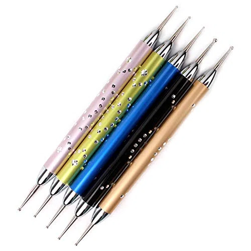 5 Pz/set Doppia Spirale Punteggiatura Penna Nail Art Marbleizing Punteggiatura Strumenti Manicure Punto Punta Penna Chiodo Dotter Strumento Per Nai Art