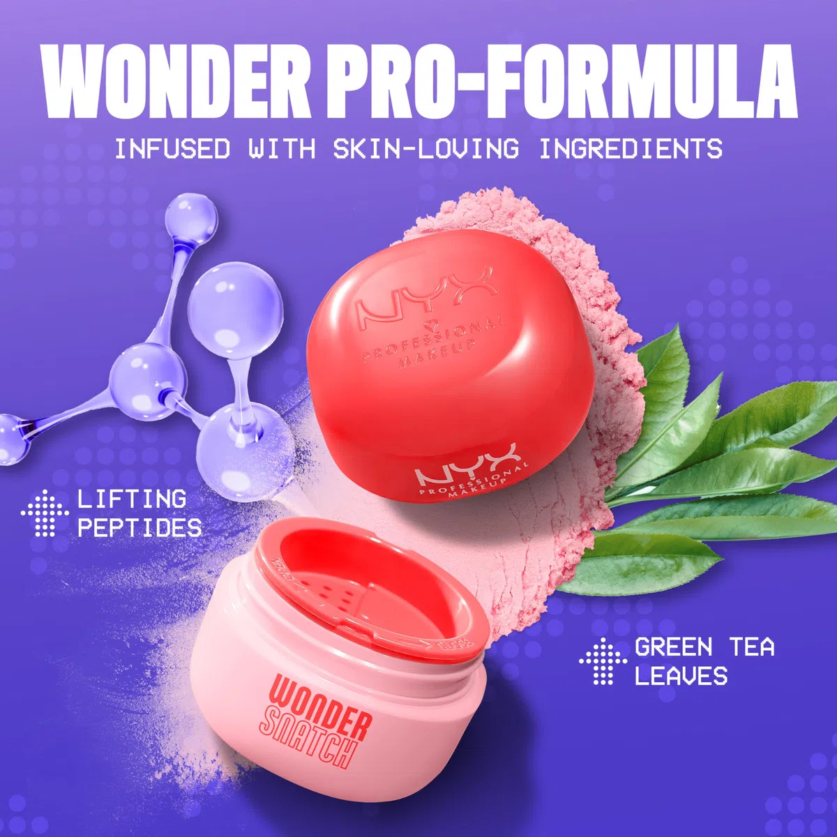 NYX Professional Makeup Polvere Libera Fissante, Finish Glow a Lunga Tenuta, Formula Arricchita con Peptidi e Tè Verde, Wonder Snatch Powder, Cheeky Cherry, 6 g