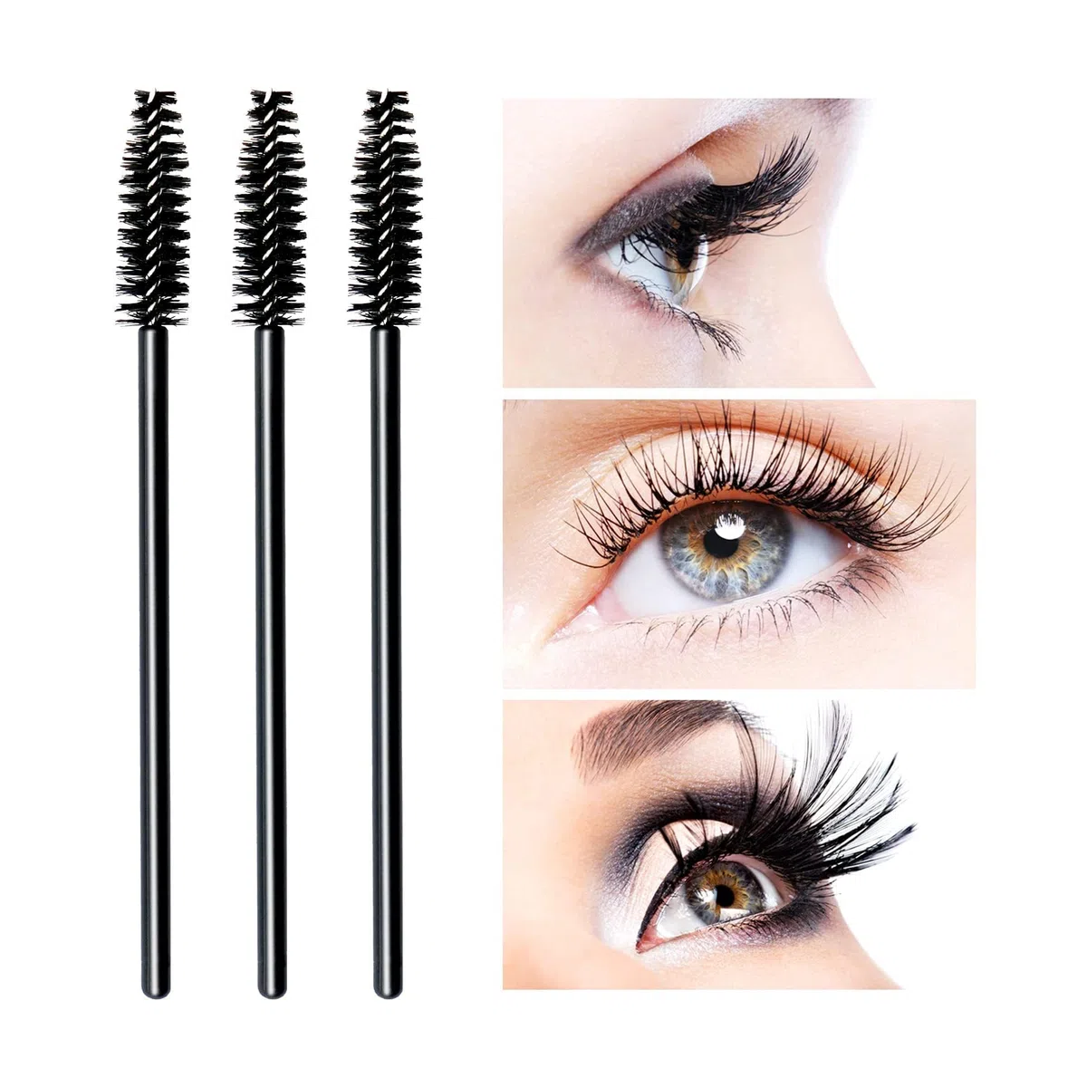 100 pezzi Scovolini Mascara Monouso, Scovolino Ciglia e Sopracciglia Make Up, Pennello per Extension Ciglia Donna, Pettine Ciglia, Applicatore per Mascara (Nero)