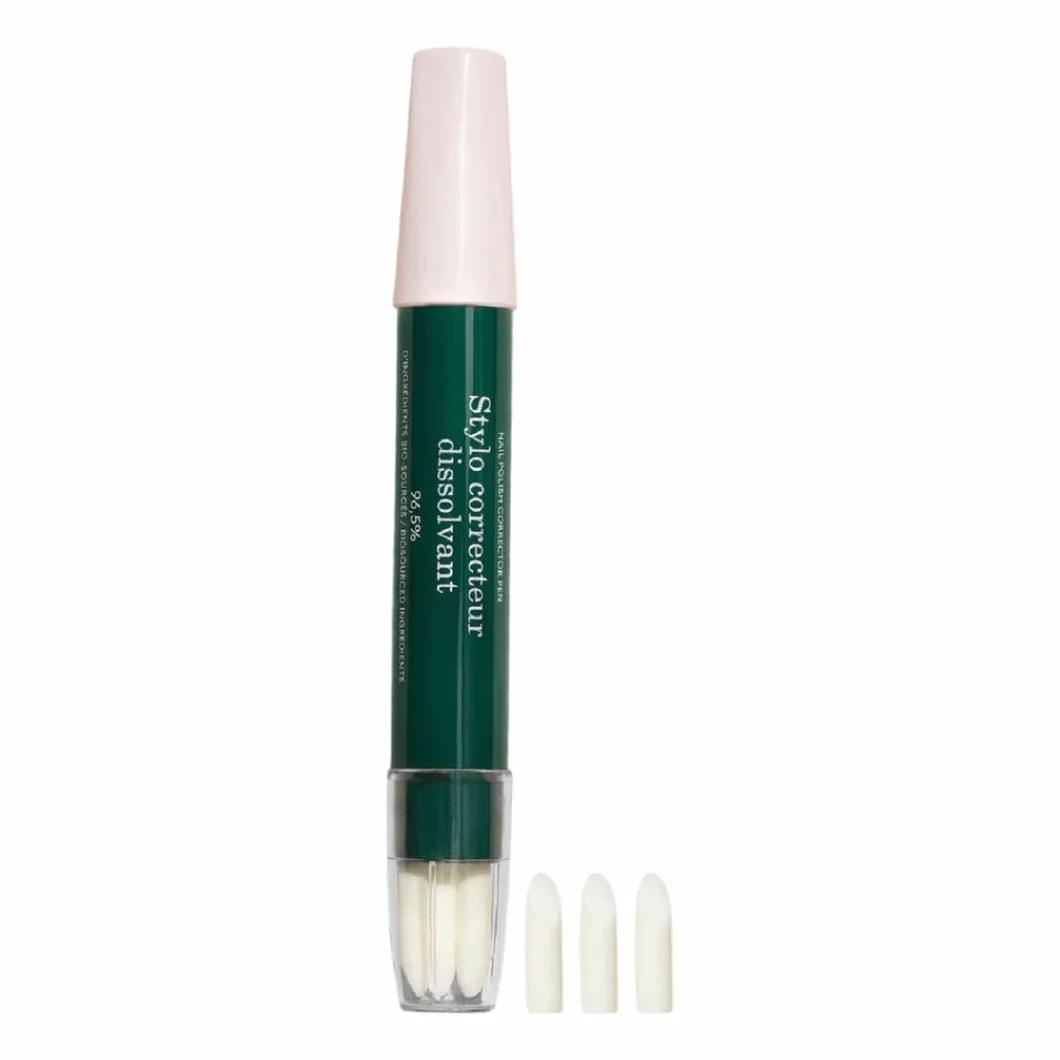 Manucurist Penna solvente - Penna correggi smalto semipermanente, 3 mine con punta a scalpello di ricarica - Pennello solvente bio-based senza acetone - Accessori gel unghie