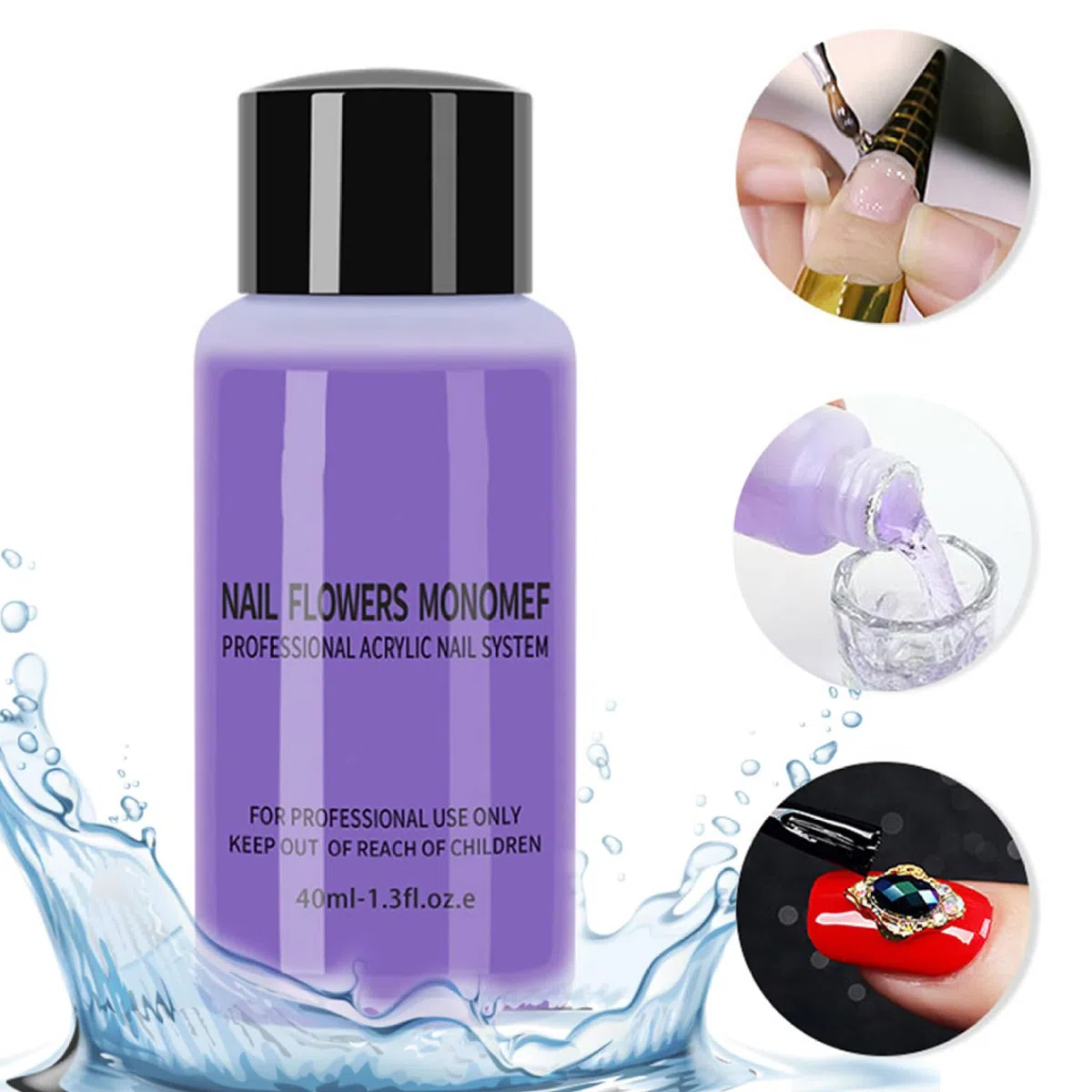 2 bottiglie di liquido monomero acrilico per unghie 40ml Liquido monomero acrilico professionale sicuro e delicato per Nailsalon Home for Nails