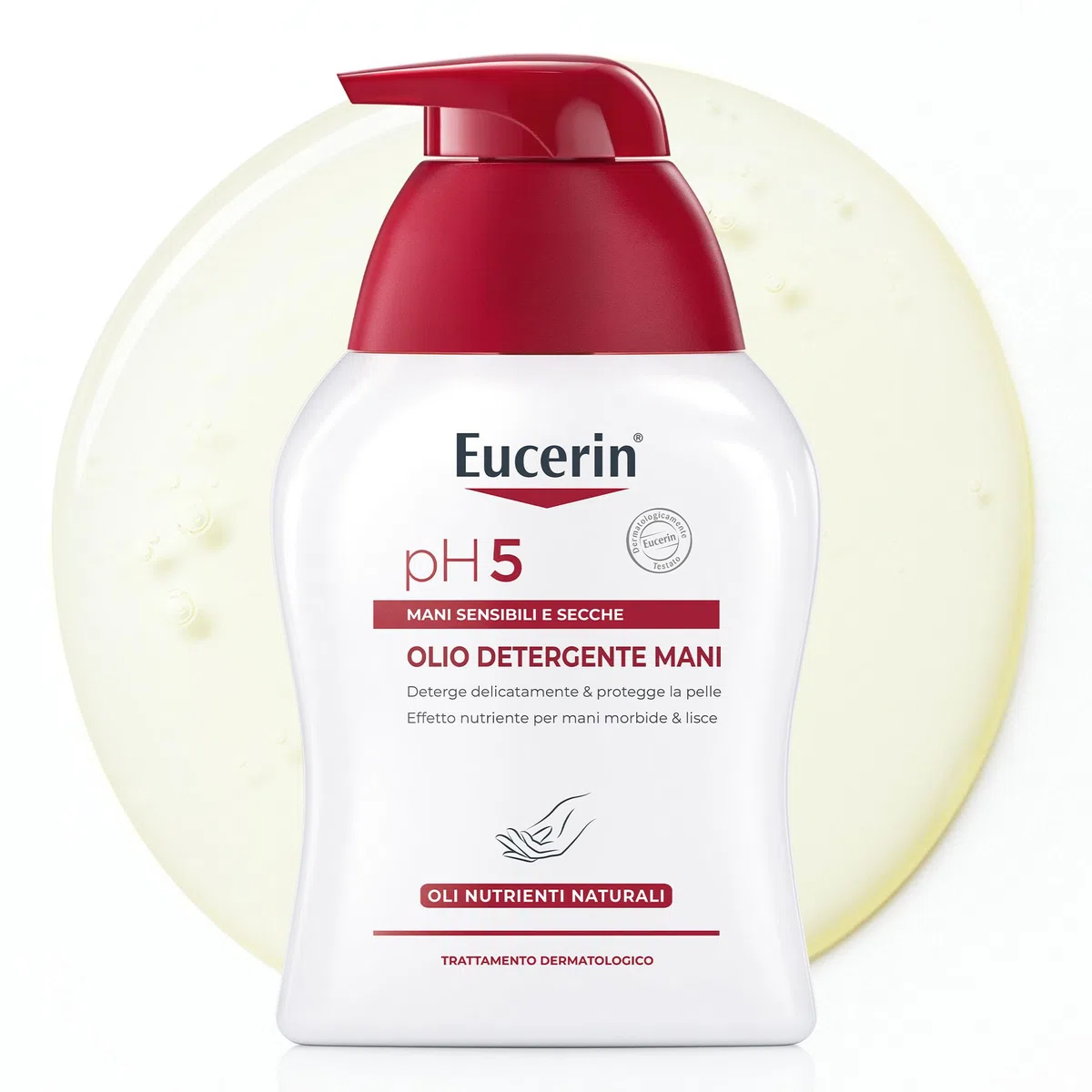 Eucerin pH5 Olio Detergente Mani 250 ml, Sapone liquido mani con Oli Nutrienti per un'idratazione intensa, Detergente pelle secca e sensibile adatto all'uso quotidiano e ai lavaggi frequenti
