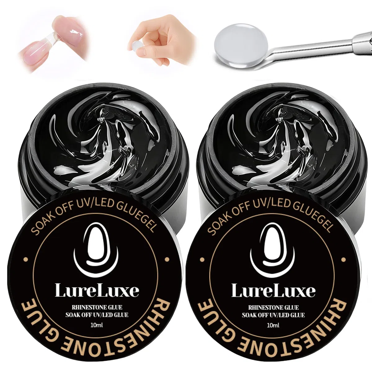 2x10ml Colle Unghie Finte Solida,Colla per Gel Unghie,Gel Colla per Tip unghia Solido,Fissaggio Strass E Decorazioni Nail Art,Ideale Per Nail Art Fai Da Te E Salone