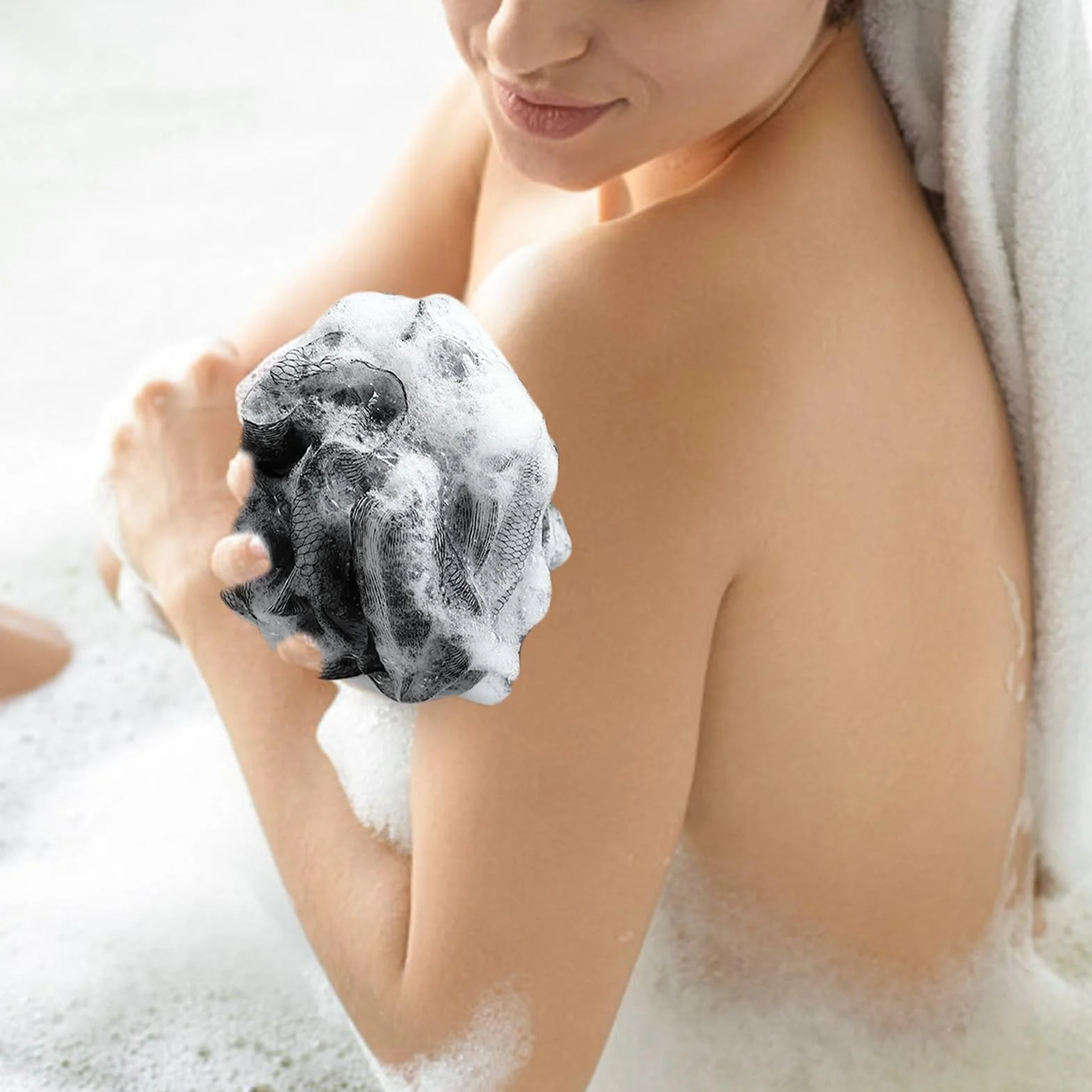 Confezione da 5 spugne da bagno, spugna luffa, spugna per doccia