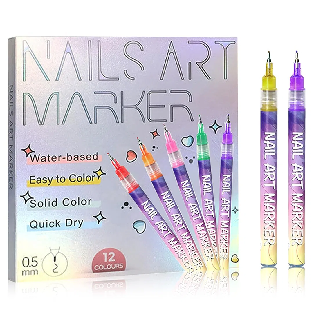 12 PCS 12 Colore 3D Nail Art Pen, Set di Penne per Unghie, French Nail Point Punteggiatura Penna Disegno Pittura Per Nail Art Fai da Te, Pittura, Colorazione, Halloween Natale.