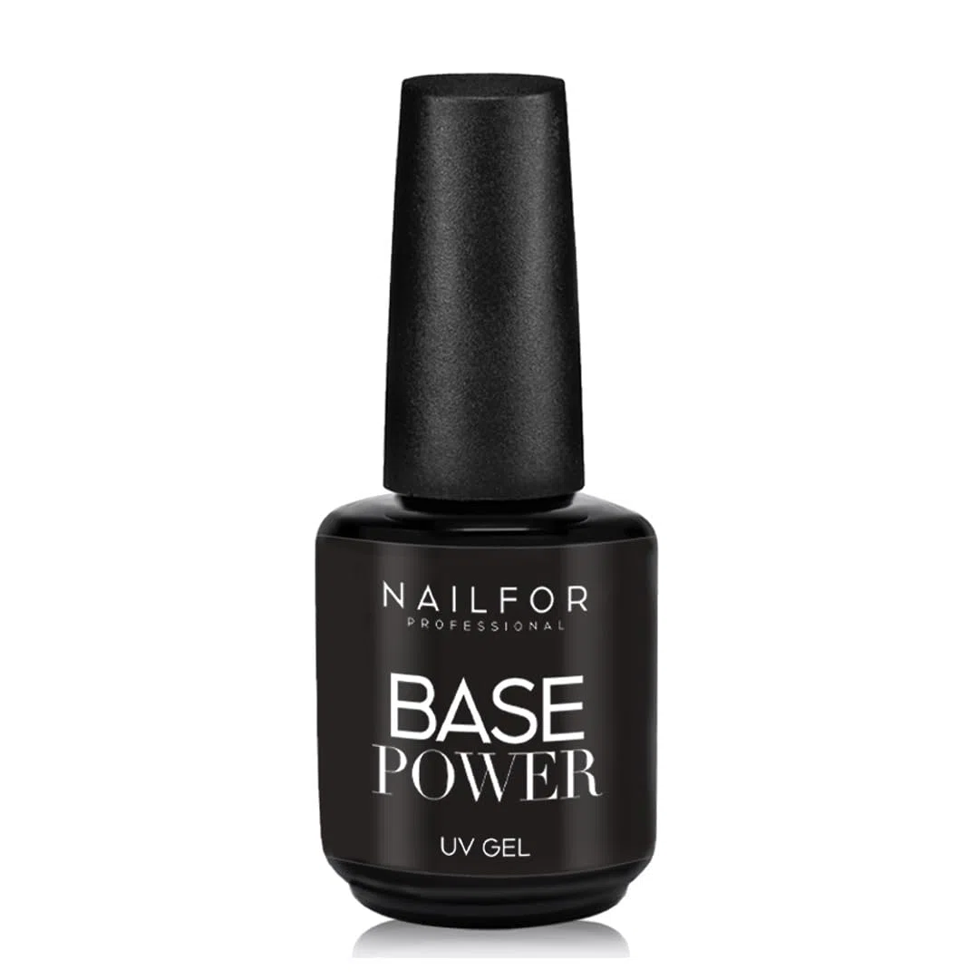 NAILFOR BASE POWER HD Alta Densità 15ml – Base Gel Unghie Professionale Autolivellante, Extra Forte, Perfetta per Ricostruzione e Semipermanente – Tenuta Lunga Durata