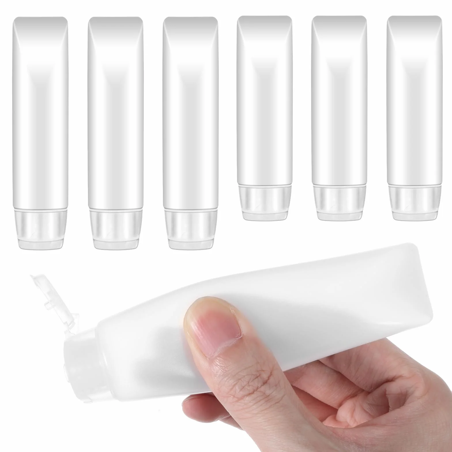 6 tubi vuoti ricaricabili, piccoli contenitori per liquidi, trasparenti a prova di perdite, bottiglie da viaggio in plastica per shampoo, balsami e lozioni (30/50 ml)