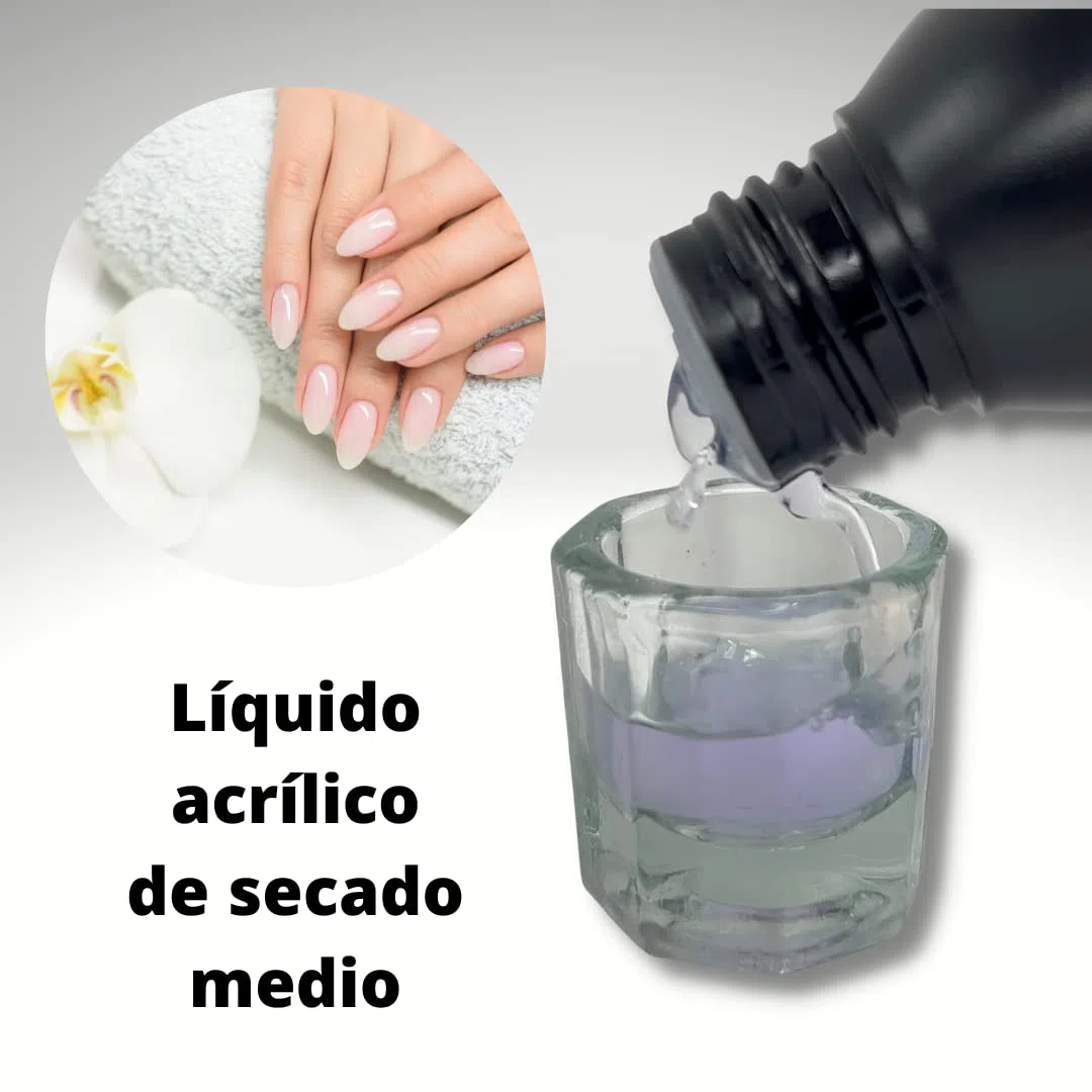 LIQUIDO ACRILICO (MEDIUM) 125ML - LIQUIDO DI ASCIUGATURA MEDIA - PER SMALTO ACRILICO PER UNGHIE - BLACK NAILS