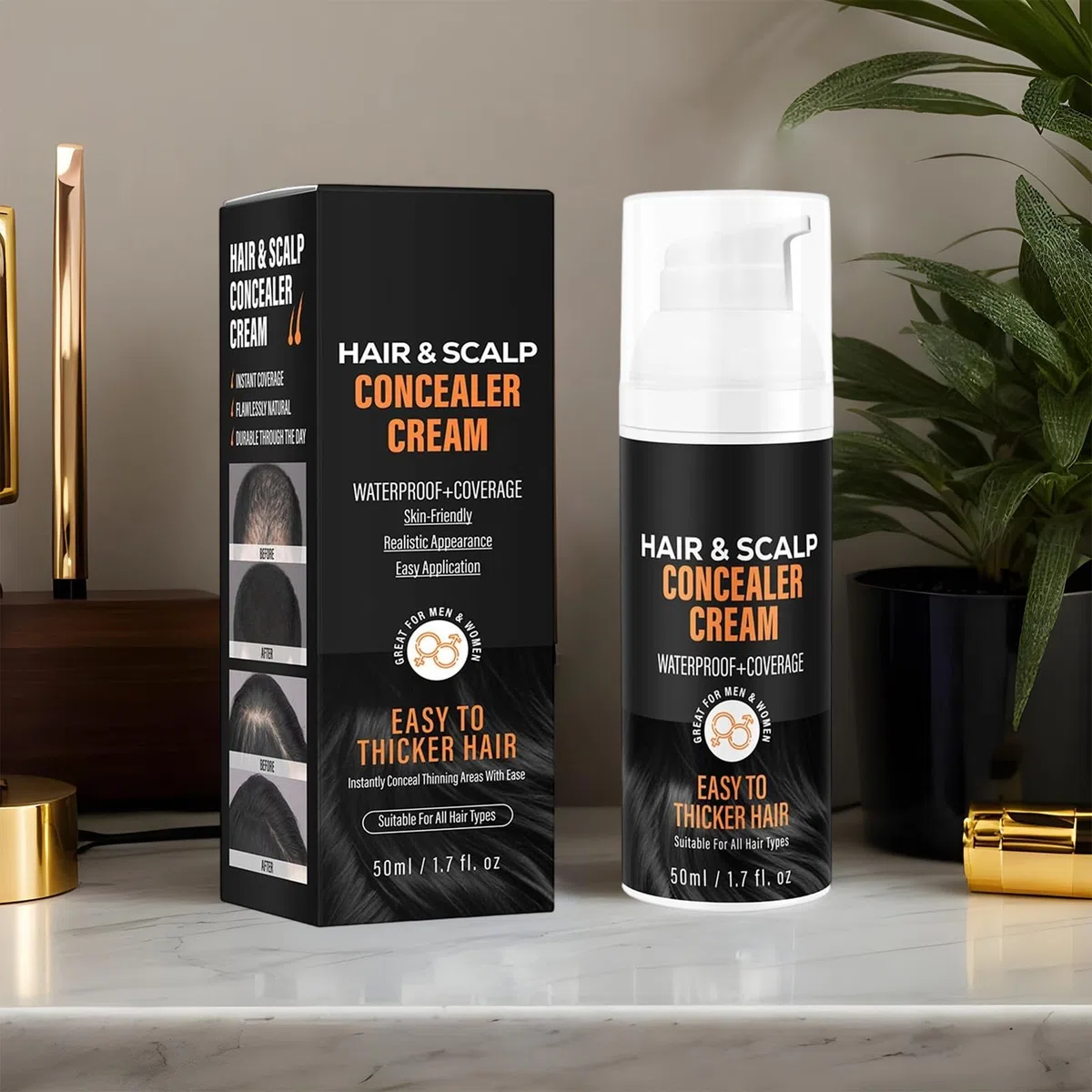 Crema coprente per cuoio capelluto, capelli e cuoio capelluto – Crema radice naturale 50 ml per capelli più pieni e maggiore densità di attaccatura dei capelli in uomini e donne