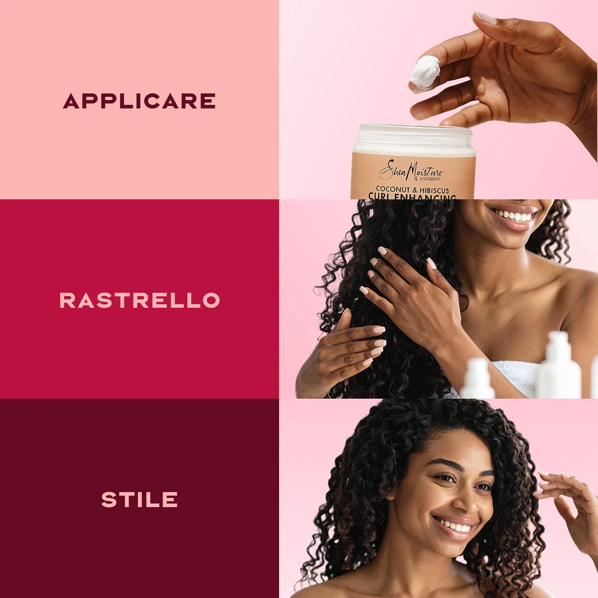 SheaMoisture Crema Leave-in Curl Enhancing Smoothie, Per Capelli Ricci o Mossi, Ricci Lucenti e Definiti, Effetto Anti-Crespo, Idratazione Intensa, Con Olio di Cocco, Ibisco e Burro di Karité, 326ml