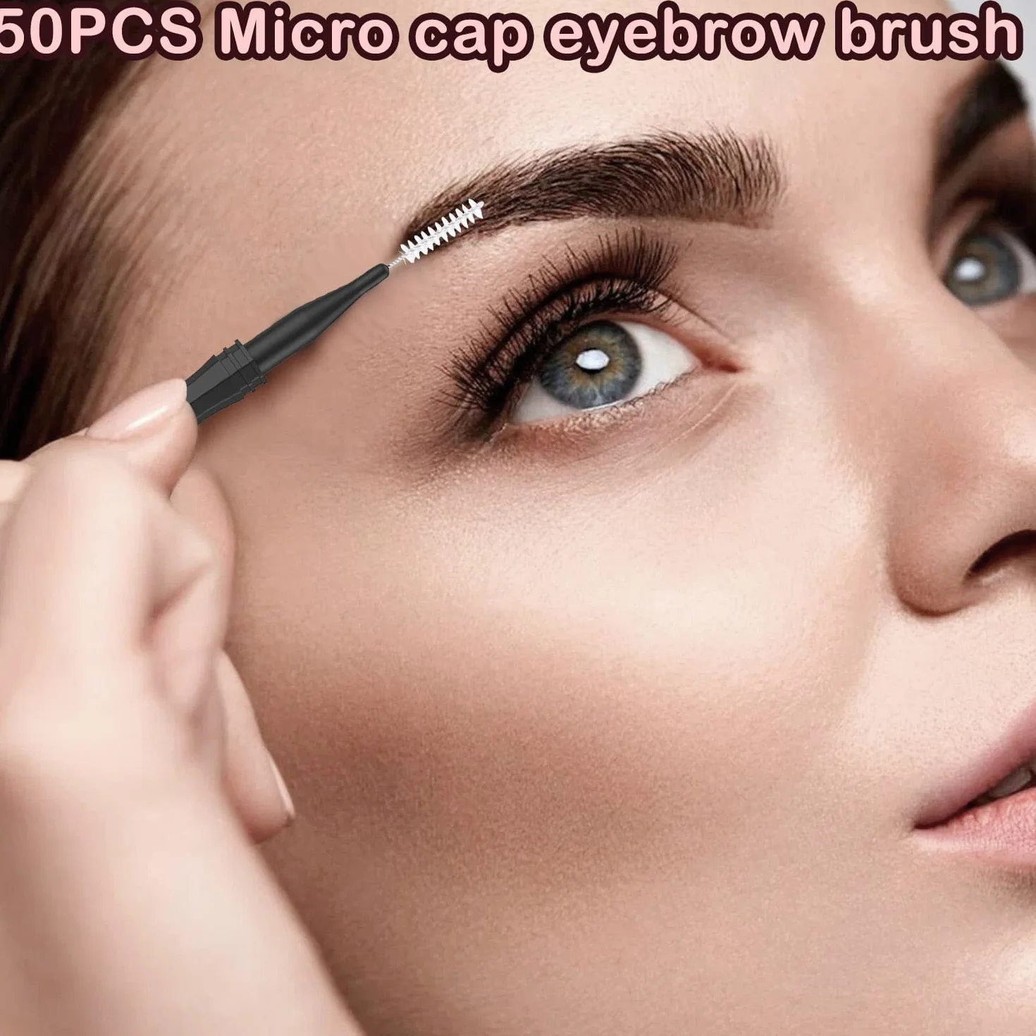 50 micro spazzole per sopracciglia con cappuccio, spazzola per sopracciglia per laminazione sopracciglia, 2 misure