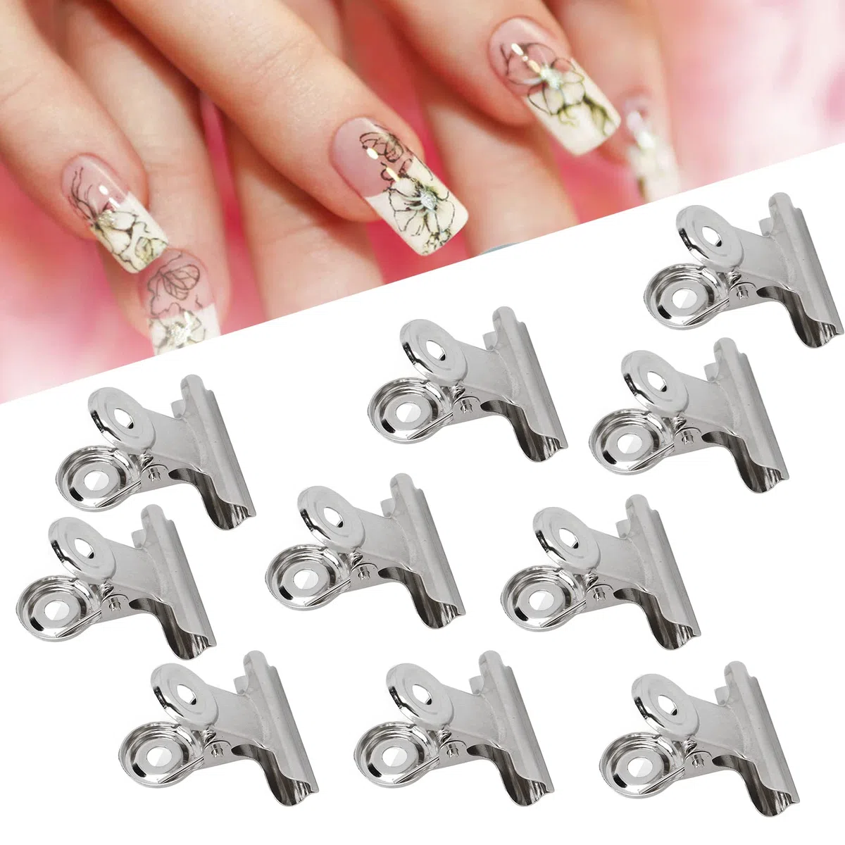 Clip per Pizzicare le Unghie, Clip per Estensione delle Unghie, 10 Pezzi Clip per Pizzicare le Unghie Clip per Estensione delle Unghie in Metallo Accessori per Strumenti per Nail