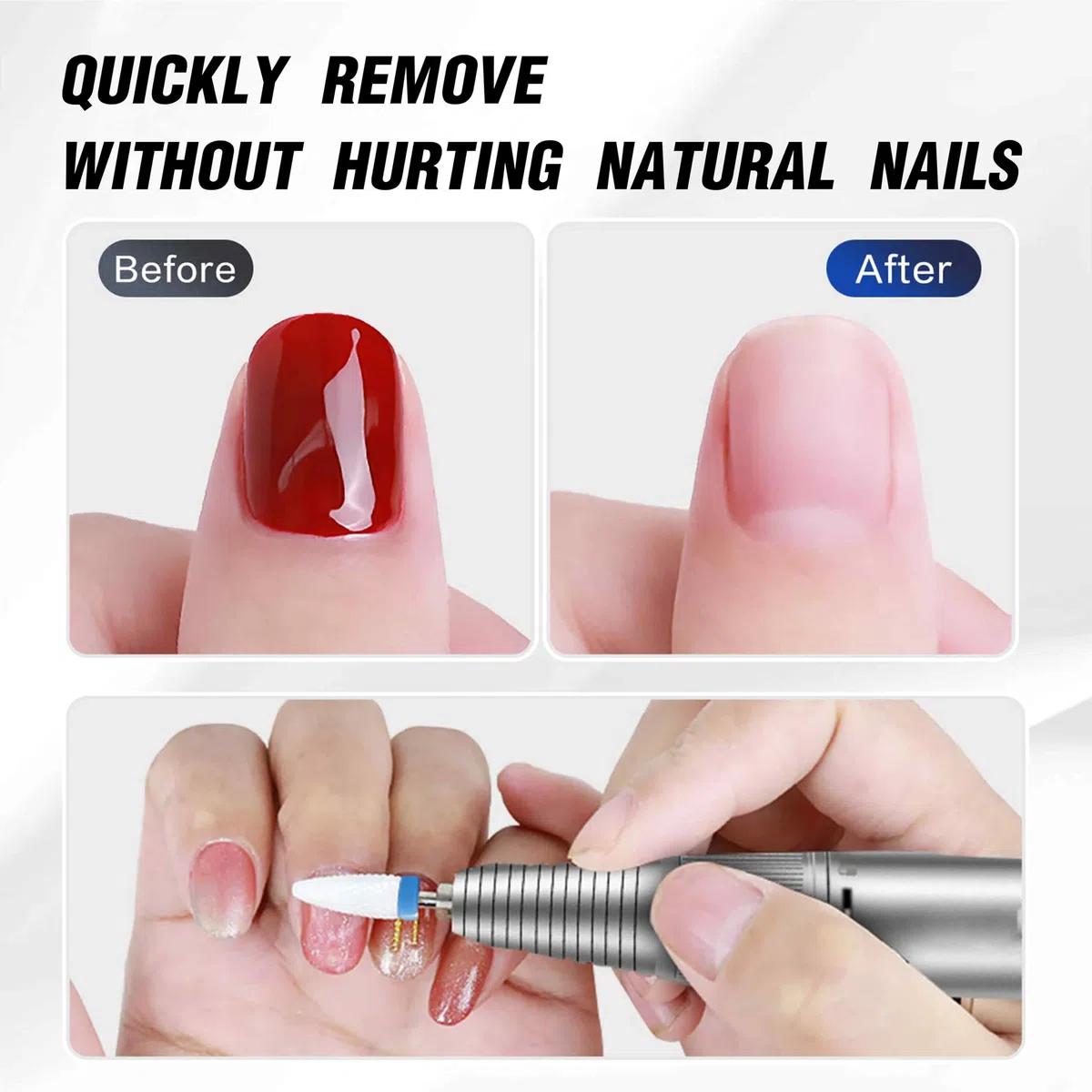 Punte Fresa Unghie, Set di Manicure Elettrico da 7 Pezzi Kit di Trapano per Unghie Elettrico 3/32" Ceramica Lima per Unghie elettrica Manicure Pedicure Uso Domestico