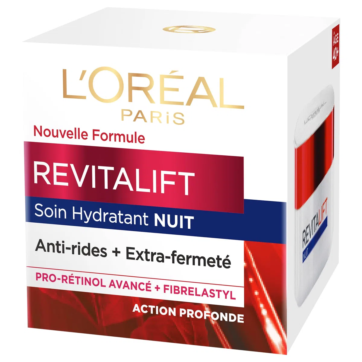 L'Oréal Paris - Cura Notte Idratante Viso Anti-Aging - Crema Antirughe, Extra Fermezza e Tonificante - Arricchito con Pro-Retinolo & Fibrelastyl - Tutti i tipi di Pelle - Revitalift - 50 ml