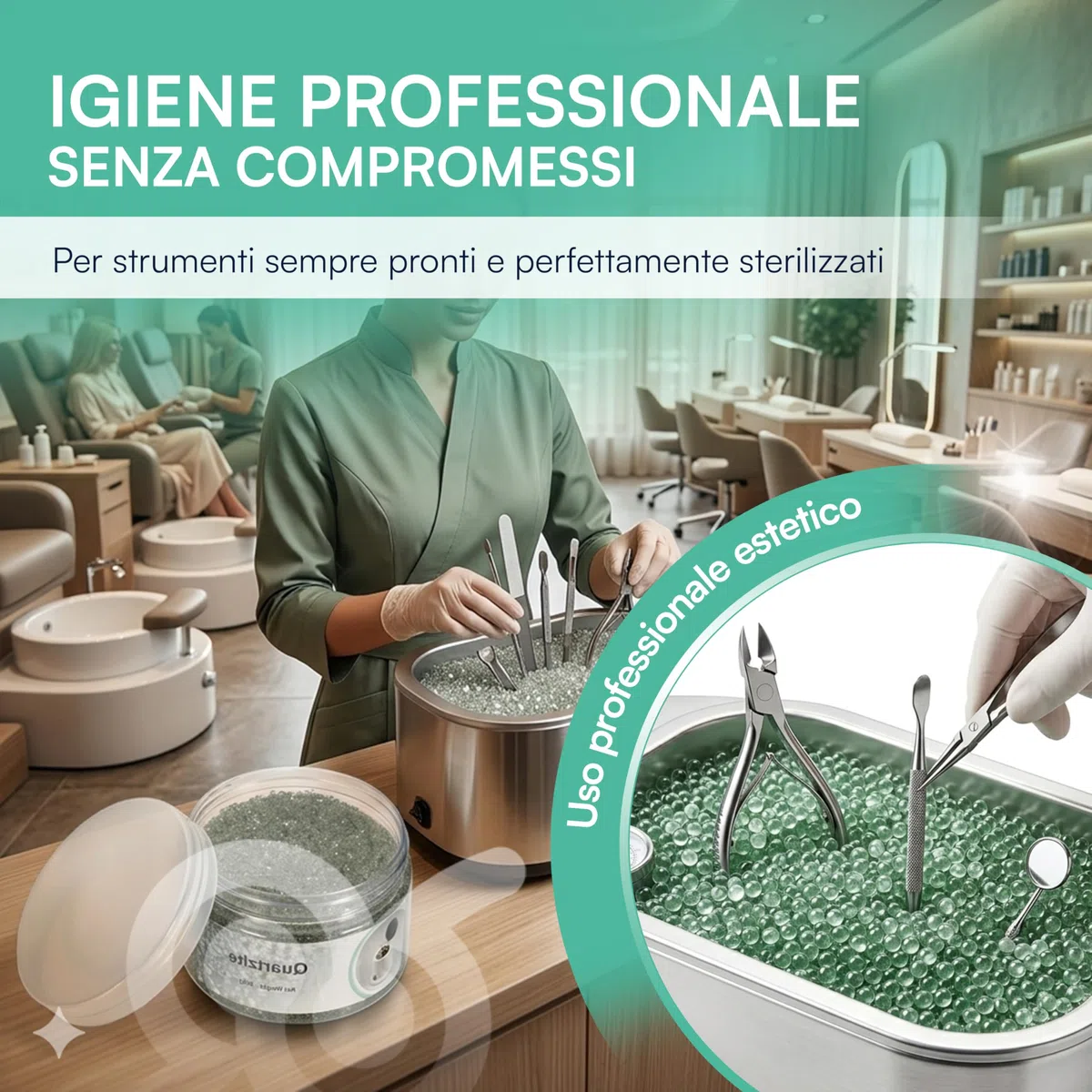 Tempo di Saldi Sfere di Quarzo per Sterilizzatore Estetica 500g - Microsfere Professionali ad Alta Conduzione Termica per Sterilizzatore al Quarzo di Strumenti in Acciaio Inox