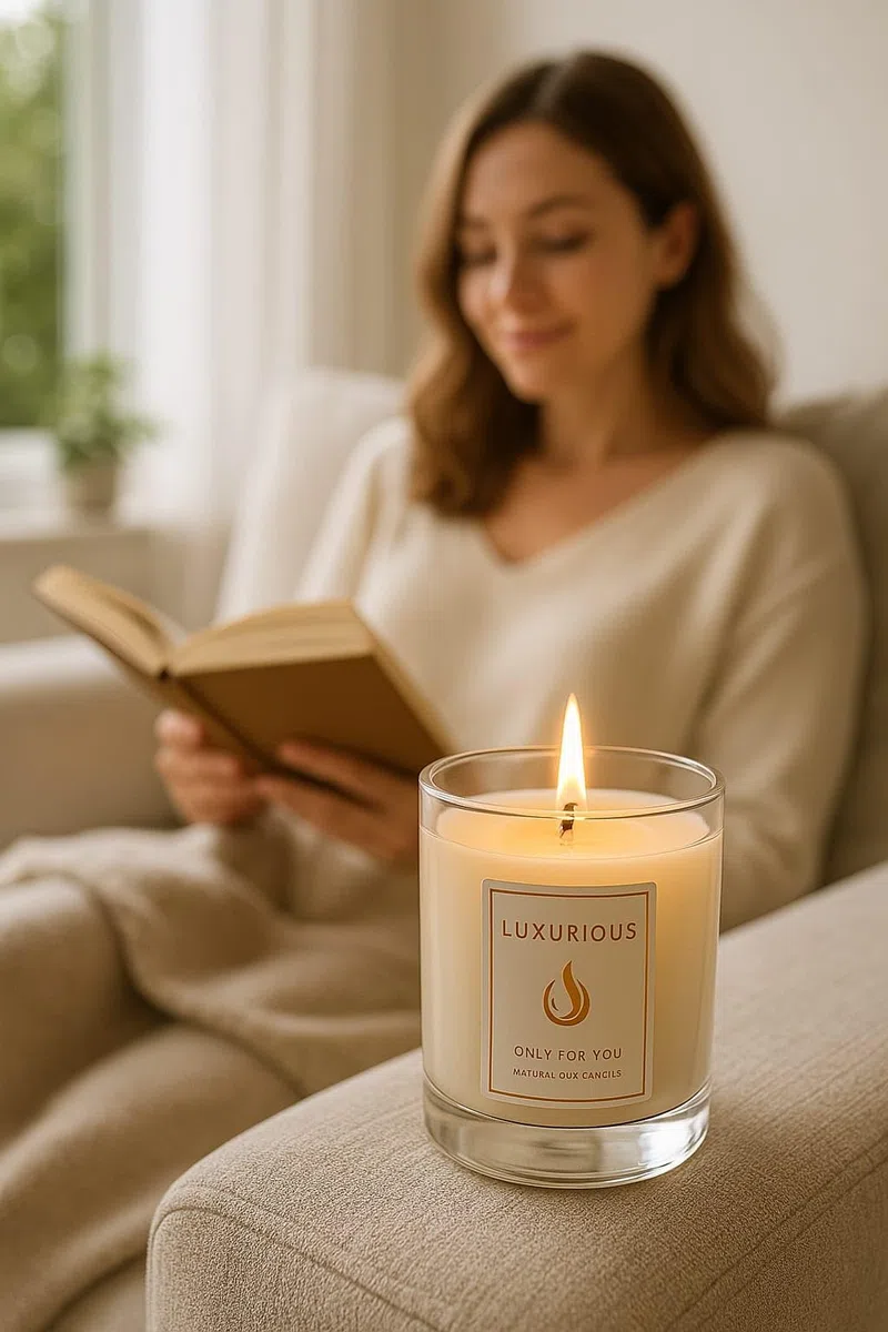 Candela Profumata in Vetro con Lunga Durata – Menta Selvatica & Eucalipto – Elegante Idea Regalo per Casa, Relax, Aromaterapia, 40 Ore, Confezione Premium