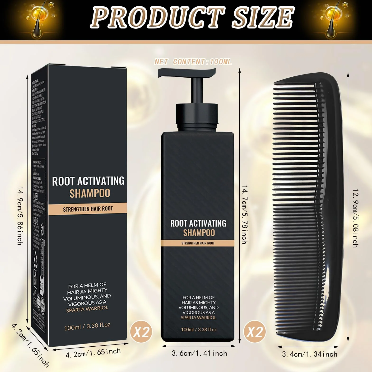 Byhsoep Spart Root Activator Shampoo, 2 Pezzi da 100 ml, Ingredienti Botanici Delicati, Radici dei Capelli Lisce e Lucide/Forti, Adatte sia Agli Uomini che Alle Donne
