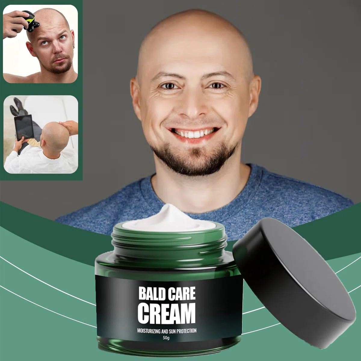 Idratante per Testa Calva per Uomo,Crema del Cuoio Capelluto da Uomo,Dopo la Rasatura Idratante,Lenitivo e Nutriente,Previene la Secchezza del Cuoio Capelluto