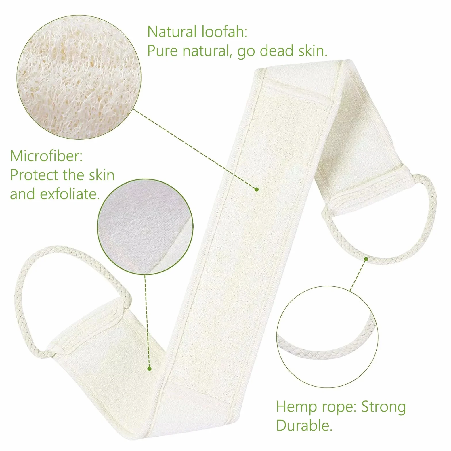 Scrubber per la Schiena in Luffa, Luffa Lavaschiena per Doccia, pulizia della pelle e cuscinetto in luffa, Naturali Organico Esfoliante Spugna Scrub per Uomo Donna Massaggi Cura del Corpo