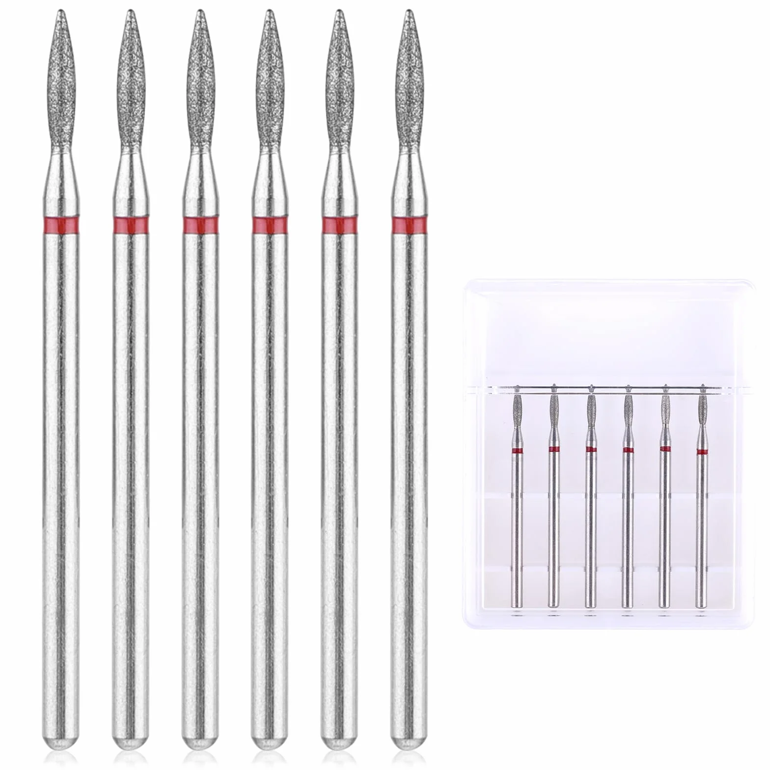 YUXIANLB Set Di 6 Punte Per Trapano Per Cuticole Con Custodia Strumenti Professionali Per Manicure Da 3/32 Pollici Per Cuticole E Unghie In Carburo Per La Casa E Il Salone