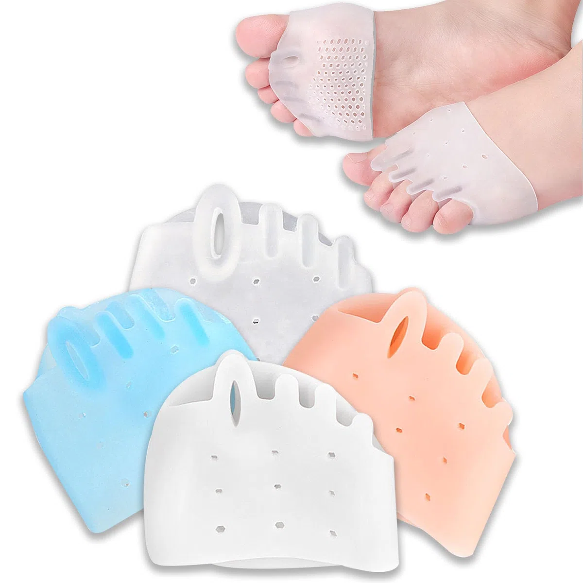 Separatori per dita dei piedi in silicone, separatore per dita dei piedi, per donne, sollievo dall'alluce valgo, raddrizzatore e distanziatore per donne e uomini (4 pezzi)