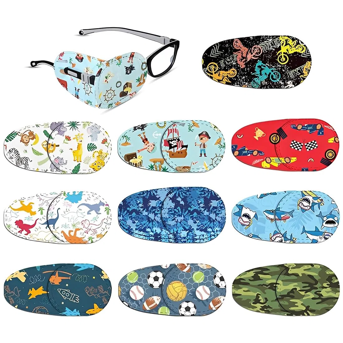 10 Pezzi benda occhio pigro bambini, bende oculari per bambini, eye patch coprente per occhio pigro ambliopia, Benda per occhiali che curano ambliopia