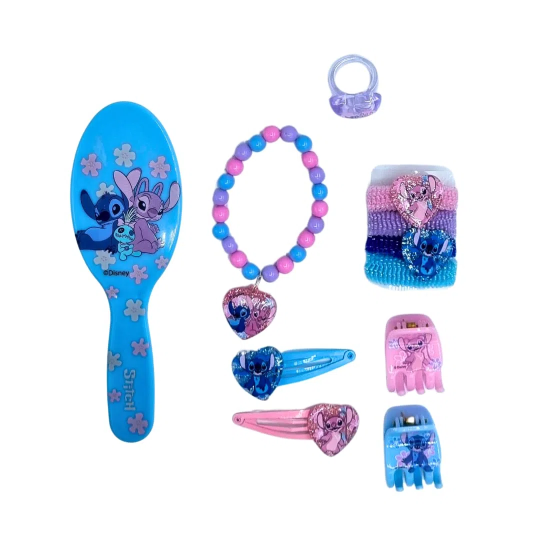 ARDITEX, Disney Stitch Beauty Set, Accessori per Capelli Stitch, Mollete Capelli Bambina, Elastici in Tessuto, e Molto Altro Ancora, Ideale per sorprendere i Tuoi Bambini, Design Originale, 11 Pz