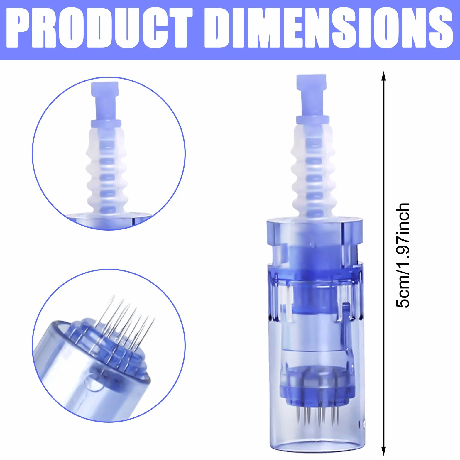 Vaileal - 20 micro aghi di ricambio a 12 pin per Derma Pen per rimuovere l'acne, cicatrici e pieghe di obesità - Blu - Bellezza