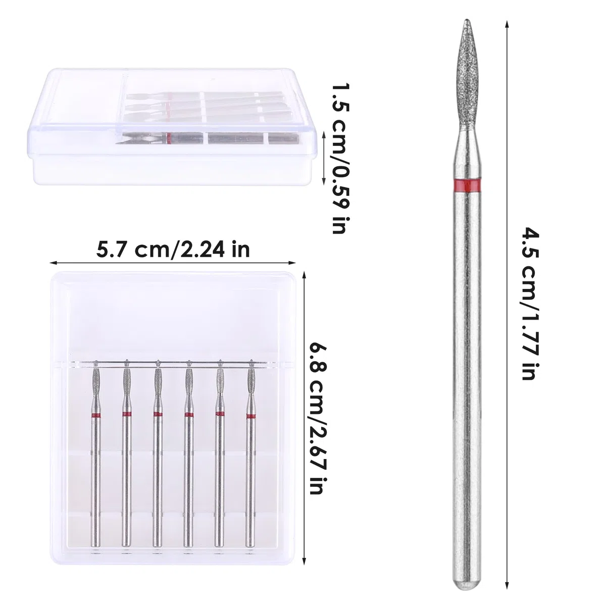 YUXIANLB Set Di 6 Punte Per Trapano Per Cuticole Con Custodia Strumenti Professionali Per Manicure Da 3/32 Pollici Per Cuticole E Unghie In Carburo Per La Casa E Il Salone
