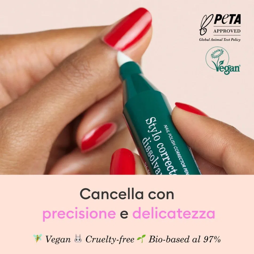 Manucurist Penna solvente - Penna correggi smalto semipermanente, 3 mine con punta a scalpello di ricarica - Pennello solvente bio-based senza acetone - Accessori gel unghie
