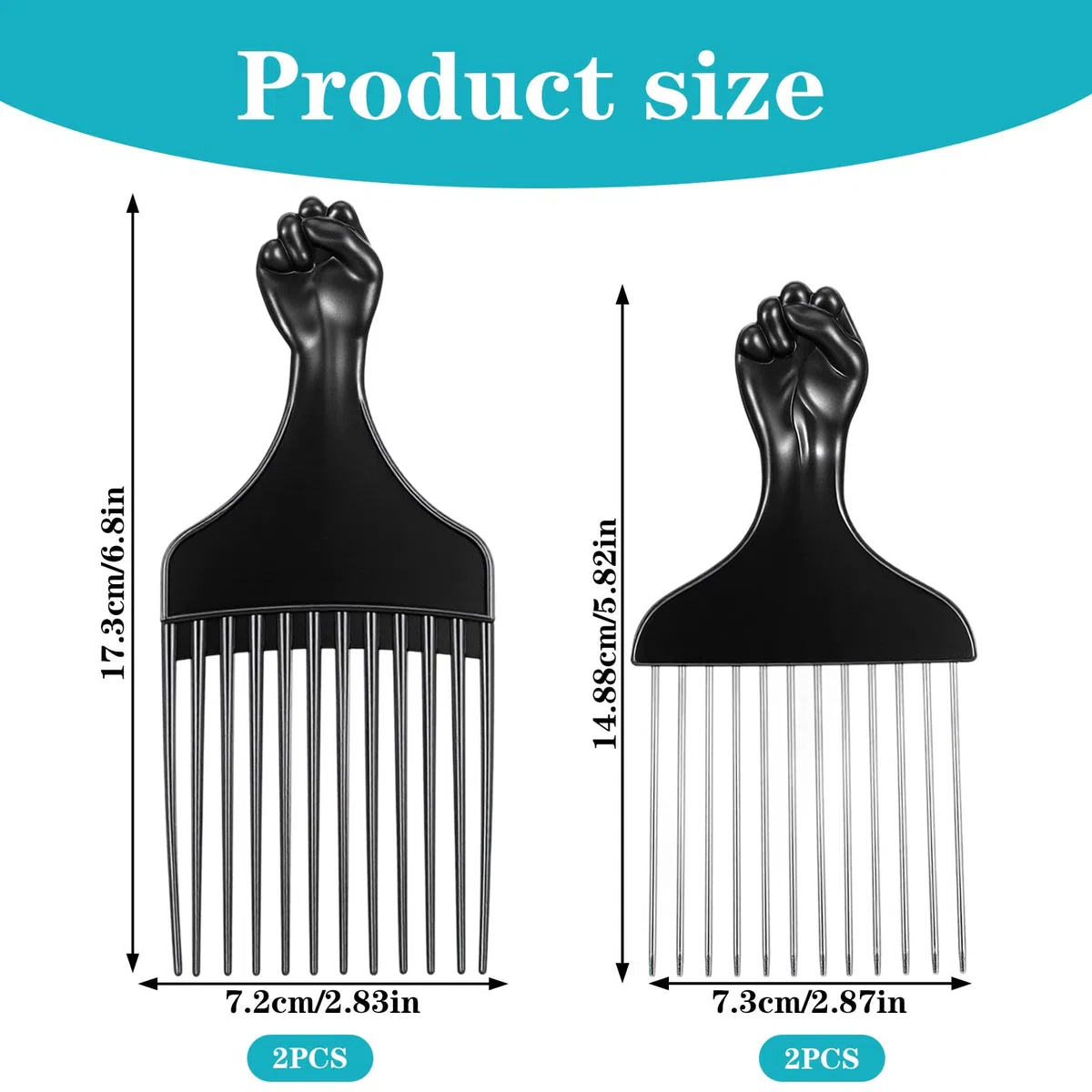 4 pettini afro, in metallo e plastica, a lunga durata, per ricci afro comb, con manico, prodotti afro-Hair, per uomini, donne, capelli ricci, perm