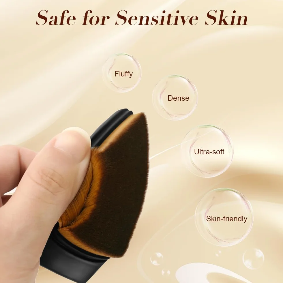 LOPHE Pennello Abbronzante, Spazzola Abbronzante Leggero e Morbido, Pennello per Trucco con Maniglia e Scatola, per Corpo e Gambe Pennello Abbronzante, Crema Viso, Primer, Cosmetici in Crema(Nero)