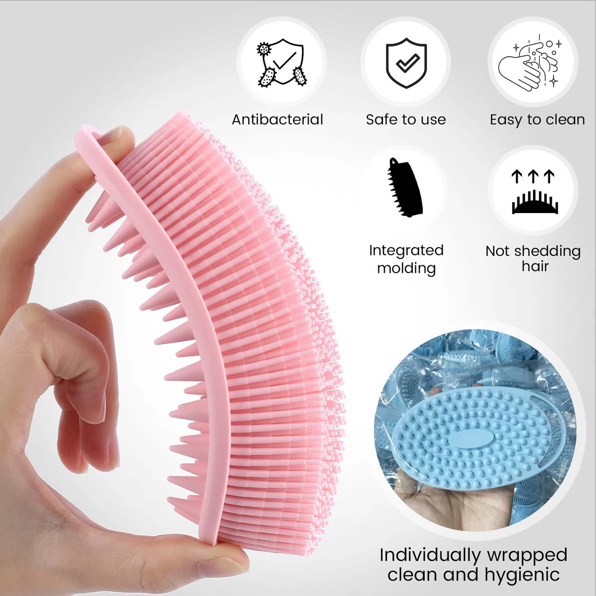 Paquete de 3 Spazzola per Corpo in Silicone, 2 in 1 Spazzola Shampoo, Spazzola Da Bagno in Silicone, Per Massaggio Alla Testa, Esfoliante, Delicata, Schiuma Bene, Facile Da Pulire