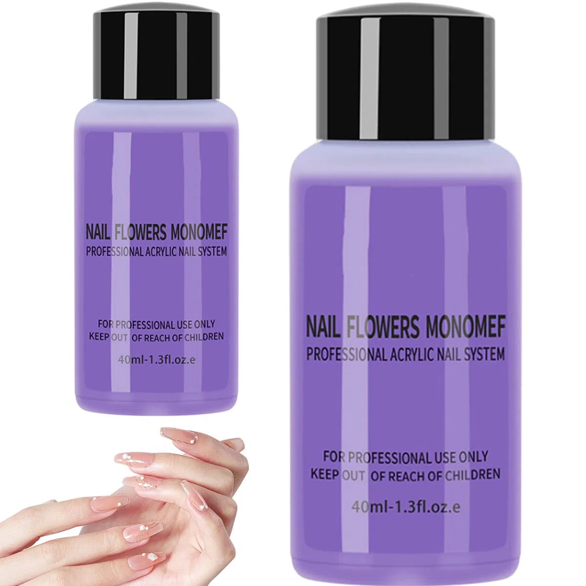 2 bottiglie di liquido monomero acrilico per unghie 40ml Liquido monomero acrilico professionale sicuro e delicato per Nailsalon Home for Nails