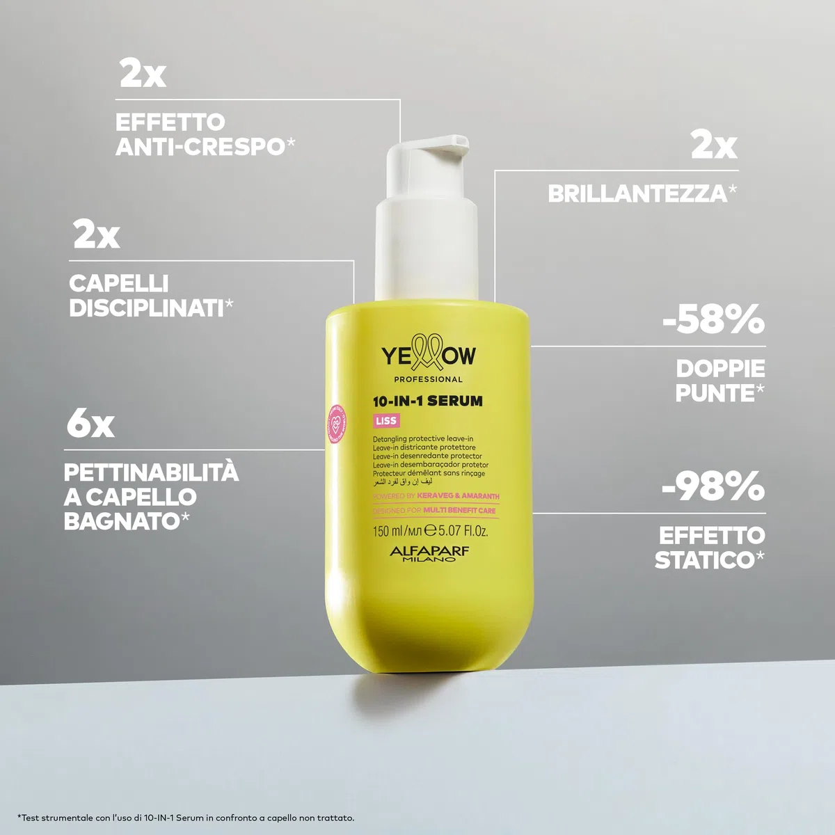 YELLOW PROFESSIONAL LISS 10-IN-1 SERUM 150 ml Leave-in districante protettore per capelli indisciplinati