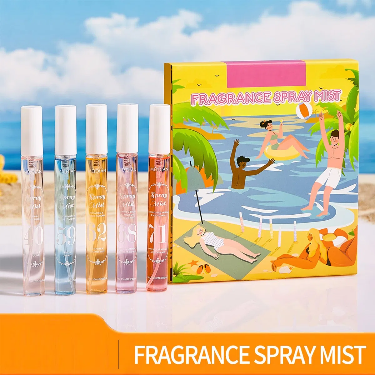 Nebbia di profumo per capelli e corpo, vaporizzatore fresco e fruttato durevole, per donna, mini formato viaggio, 5 profumi (40.59.62.68.71)