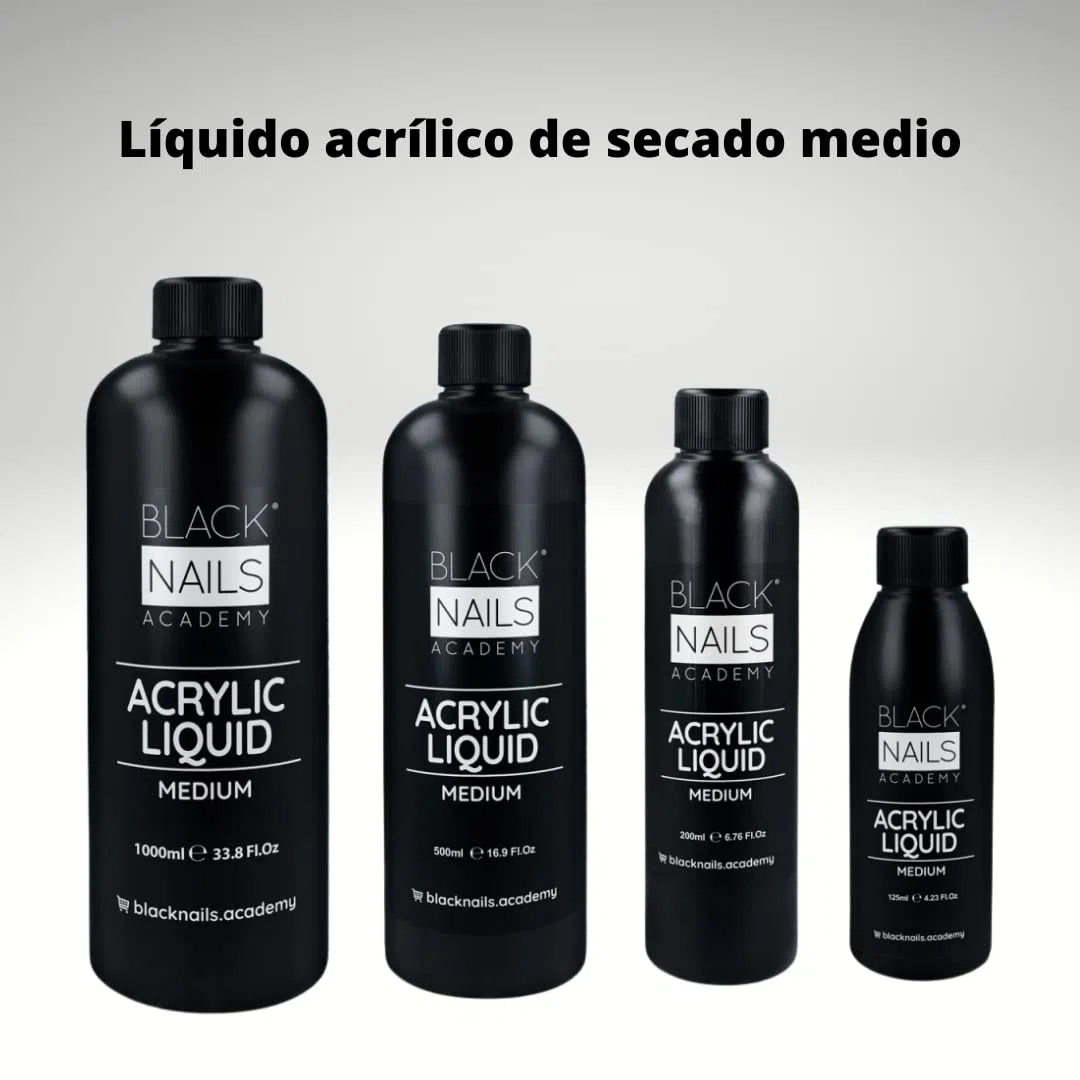 LIQUIDO ACRILICO (MEDIUM) 125ML - LIQUIDO DI ASCIUGATURA MEDIA - PER SMALTO ACRILICO PER UNGHIE - BLACK NAILS