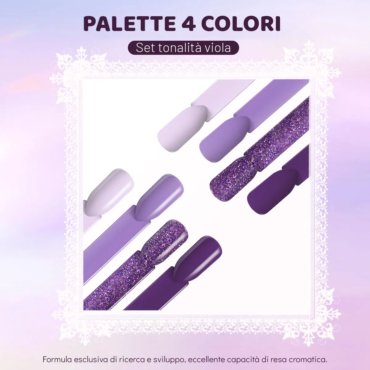 Aokitec 4 colori polvere per immersione, tonalità viola polvere per immersione per nail art francese salone di bellezza, polvere per unghie per principianti, inodore a lunga durata, regalo per donna