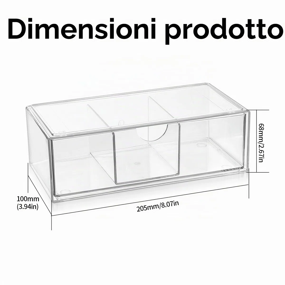 SHACHENH Organizer Cosmetici, Scatola Portaoggetti per Bagno Trasparente 3 Scomparti con Cassetti, Organizer da Tavolo Impilabile per Bagno, Porta Dischetti Cotone in Plastica PET