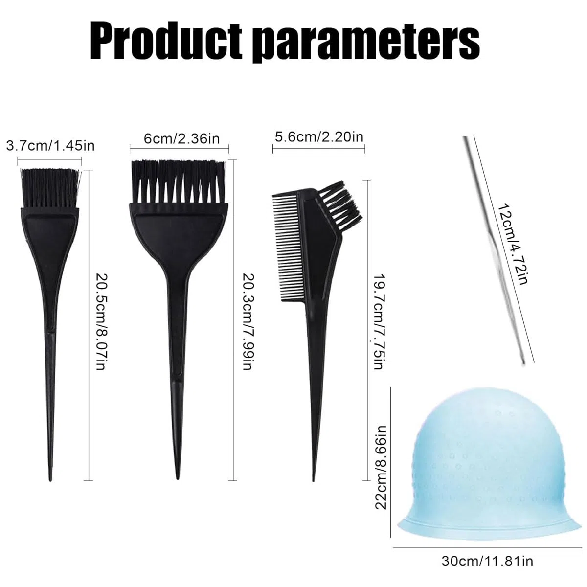 decolorante per capelli,Set polvere decolorante in lamina di highlighter, cappuccio per tintura per capelli, riutilizzabile, con ago per highlighter (5 pezzi, blu)