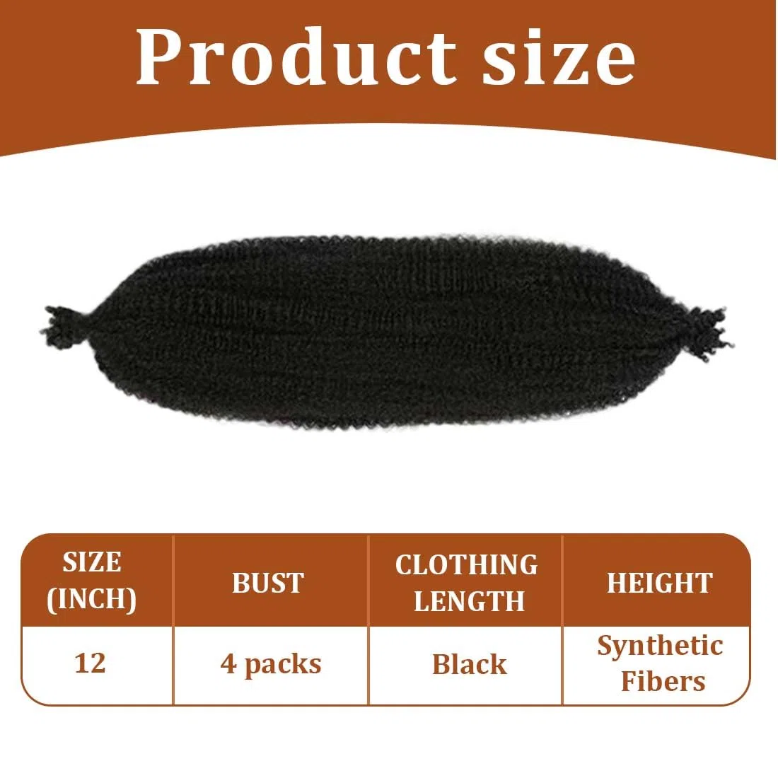 4 Pezzis Capelli per Treccine AfricanePre-separate, Afro Kinky Curly Braiding Bulk Hair, Pre-gonfiate, Extension Capelli, Synthetic Hair Cuban Twist Hair