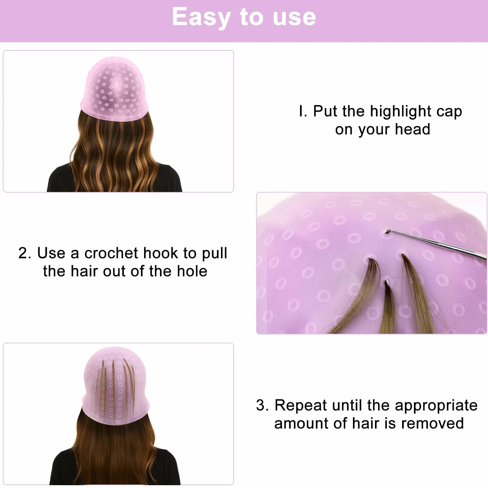 APOMOONS Cuffia per Meches Con ago in acciaio e Pennello Tinta Capelli, Cuffia Meches per la Tintura fai da te dei Capelli, Donne, Uomini e Ragazze alla Moda