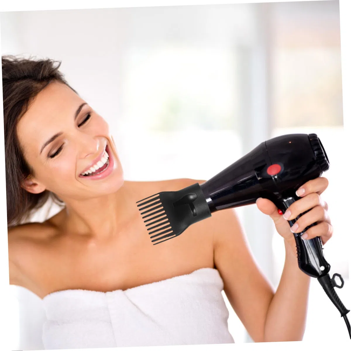 Accessorio Diffusore per Asciugacapelli Ugello Concentratore 2 Pezzi in Plastica Resistente Alta Temperatura Nero per Routine e Styling Chioma