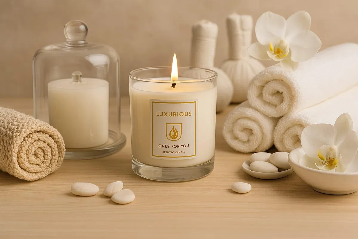 Candela Profumata in Vetro con Lunga Durata – Menta Selvatica & Eucalipto – Elegante Idea Regalo per Casa, Relax, Aromaterapia, 40 Ore, Confezione Premium