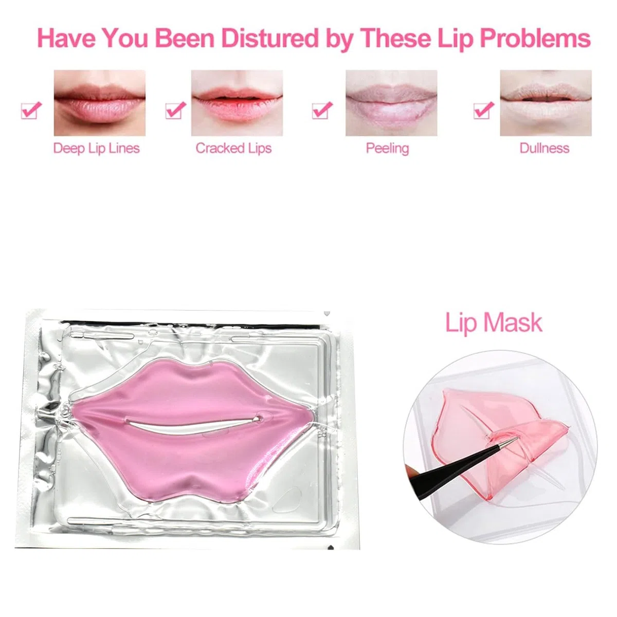 Lip Mask, 15 Pezzi Maschera Volumizzante Labbra, Cuscinetti per Labbra Idratanti, Maschera per Dormire per Labbra per la Cura delle Labbra, Cuscinetti per labbra per Labbra Secche e Screpolate