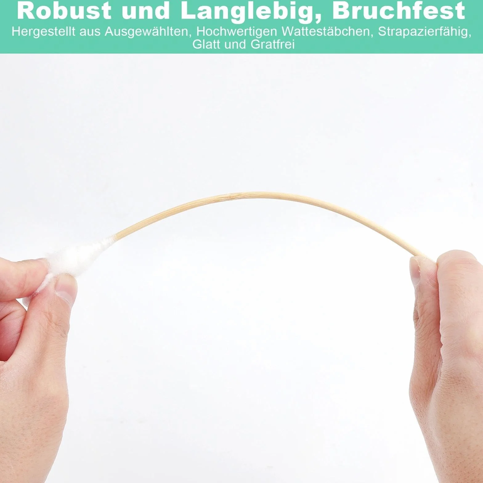 100 Pezzi Tamponi di Cotone Lunghi,Tamponi in Cotone con Manici in Legno,Bastoncini con Cotone, con Grandi Palline di Cotone per Pulizia,Cosmetologia,Strumento Cosmetico, 20cm