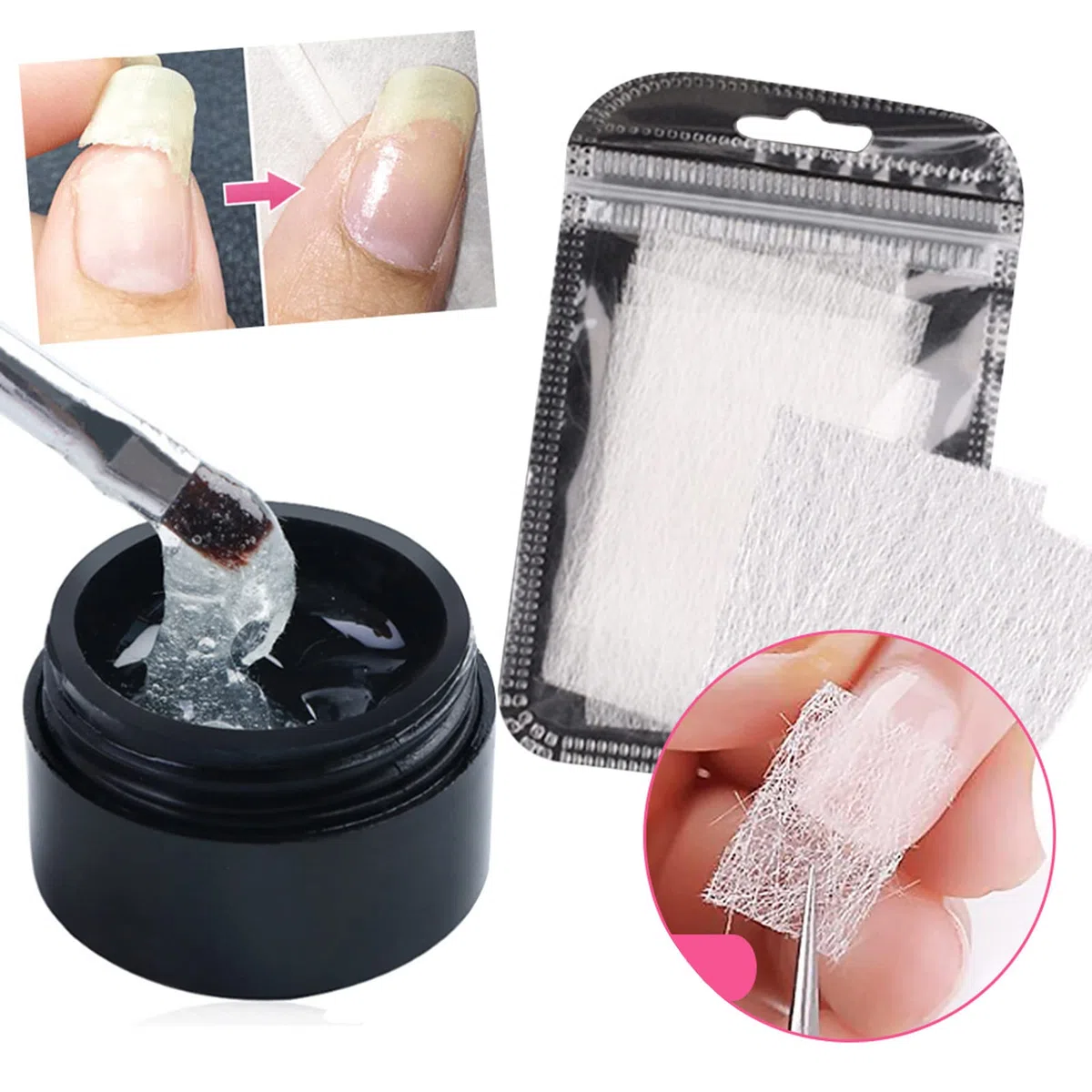 Kit per Estensione delle Unghie in Fibra di Vetro, Strumento per Manicure in Gel in Fibra di Vetro Ad Estensione Rapida per Unghie Fai-da-te e Salone di Bellezza per Unghie