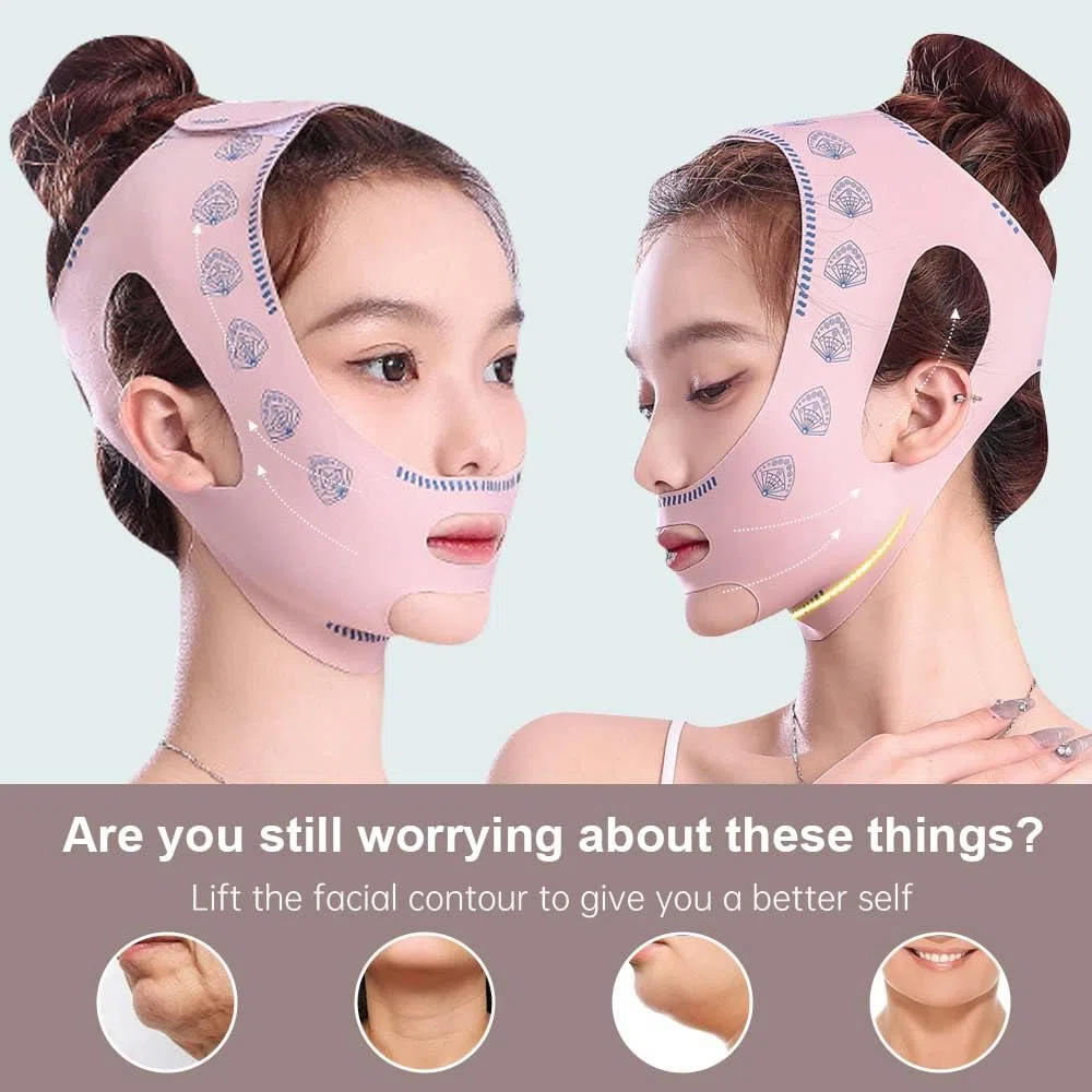 Maschere Riutilizzabili a V, Maschera per Lifting, Maschera lifting doppio mento, per Anti-Età, Eliminare il Rilassamento Cutaneo