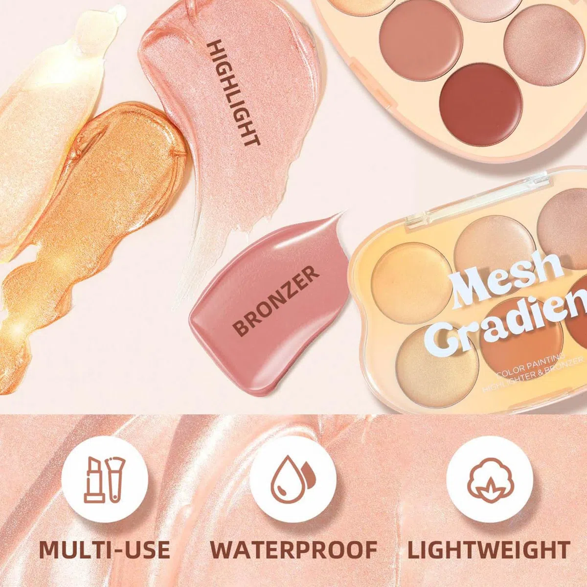 Illuminante Trucco | Palette Contouring e Blush 6 Colori con Effetto Highlighter,Cosmetici Crema Impermeabili a Lunga Tenuta per Donne e Ragazze